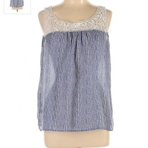 Ann Taylor Loft Blue Dot Small Tank Lace Top